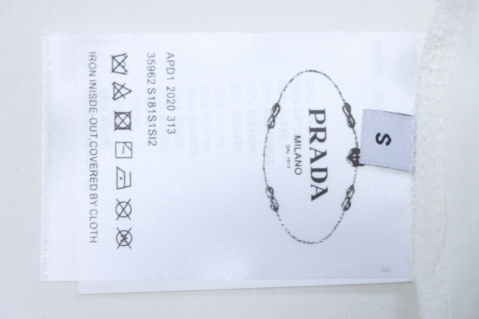 Prada PRD three-dimensional triangle logo short sleeve White