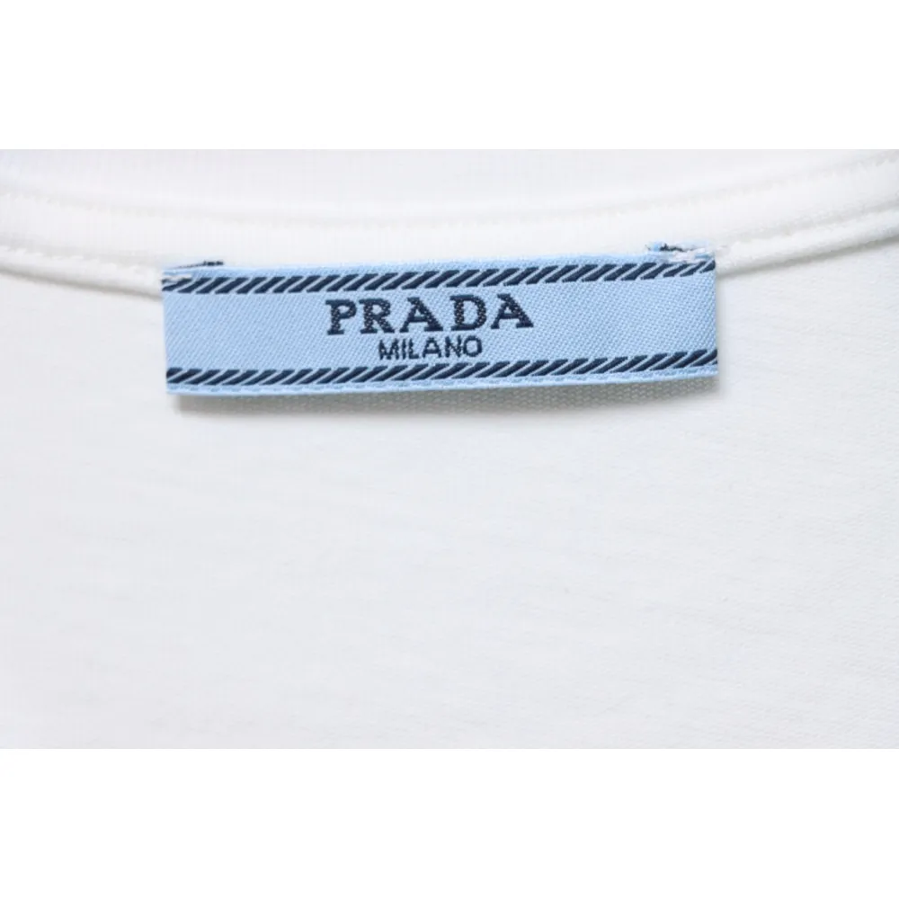 Prada PRD three-dimensional triangle logo short sleeve White