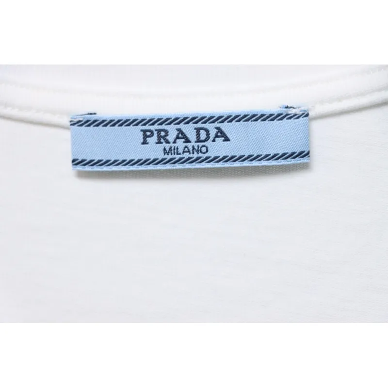 Prada PRD three-dimensional triangle logo short sleeve White