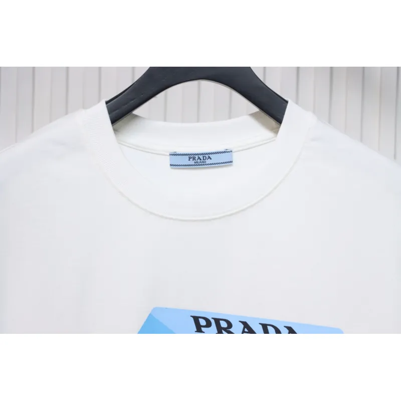 Prada PRD three-dimensional triangle logo short sleeve White