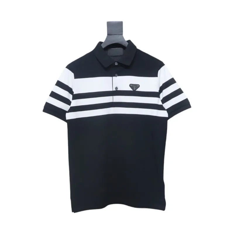 Prada Striped Polo Short Sleeve black
