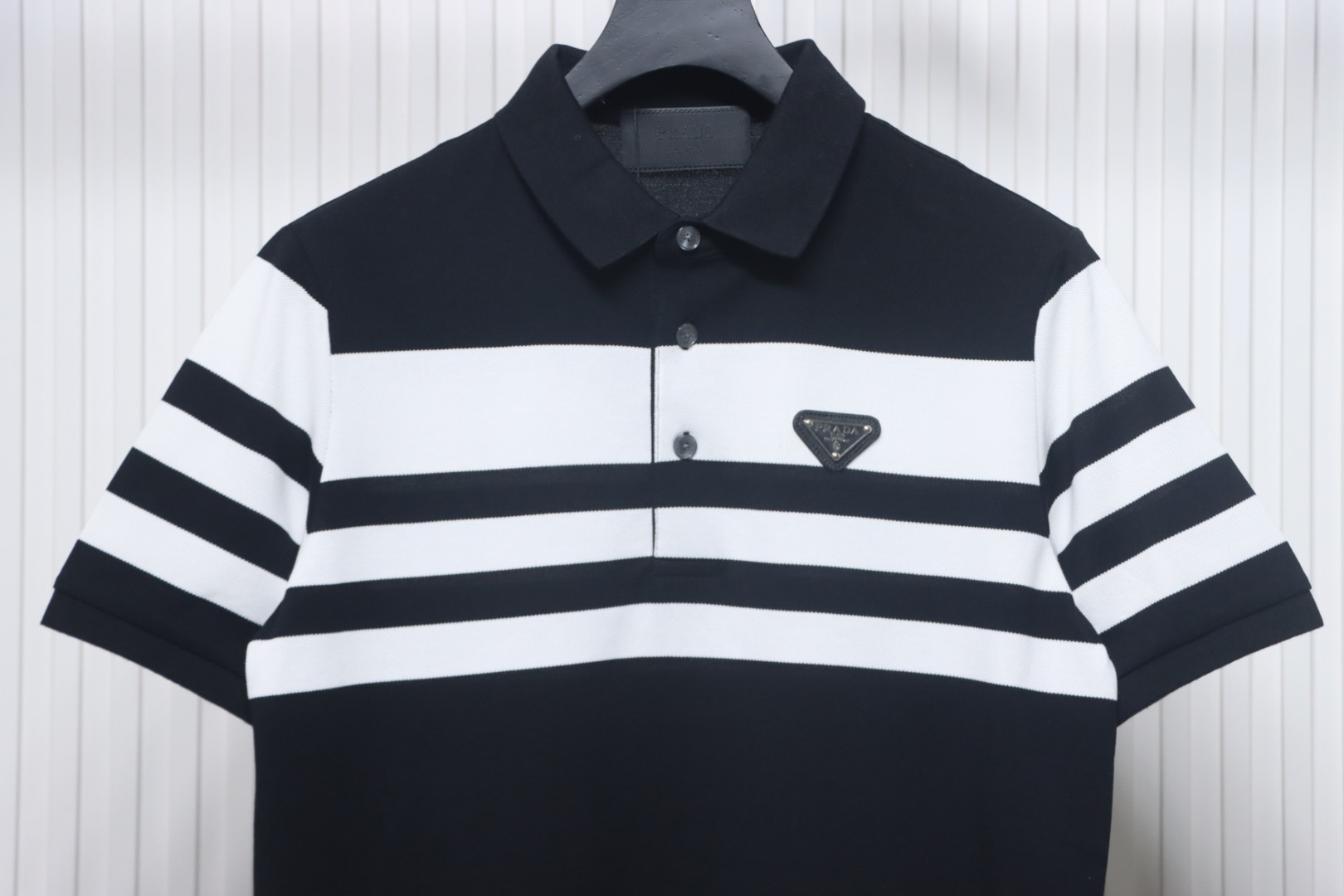 Prada Striped Polo Short Sleeve black