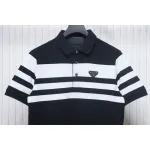 Prada Striped Polo Short Sleeve black
