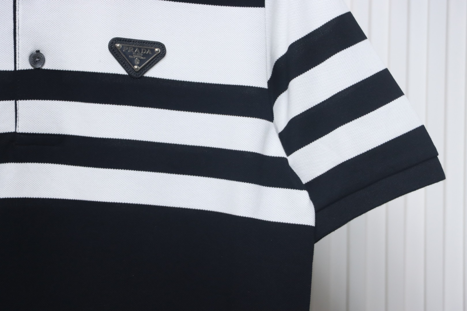 Prada Striped Polo Short Sleeve black