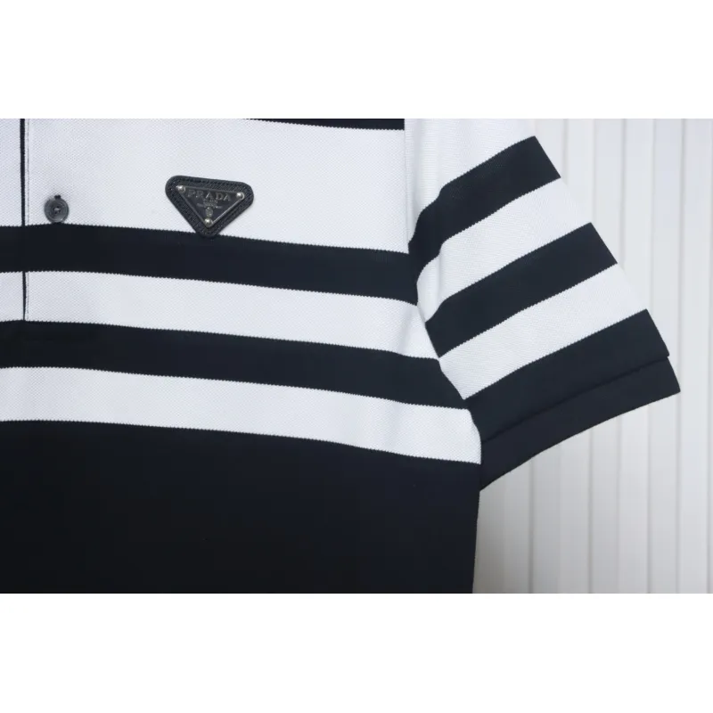 Prada Striped Polo Short Sleeve black