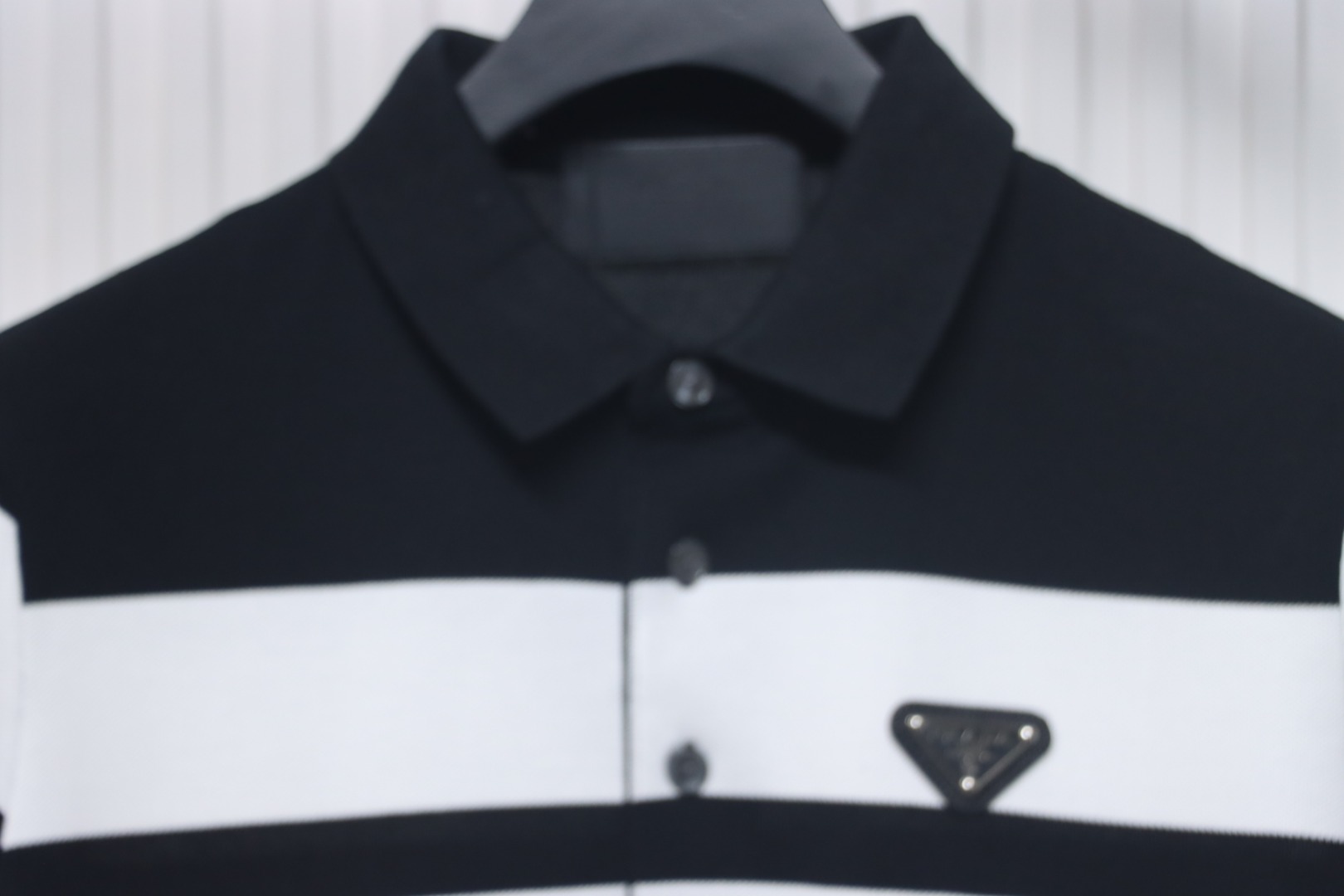 Prada Striped Polo Short Sleeve black