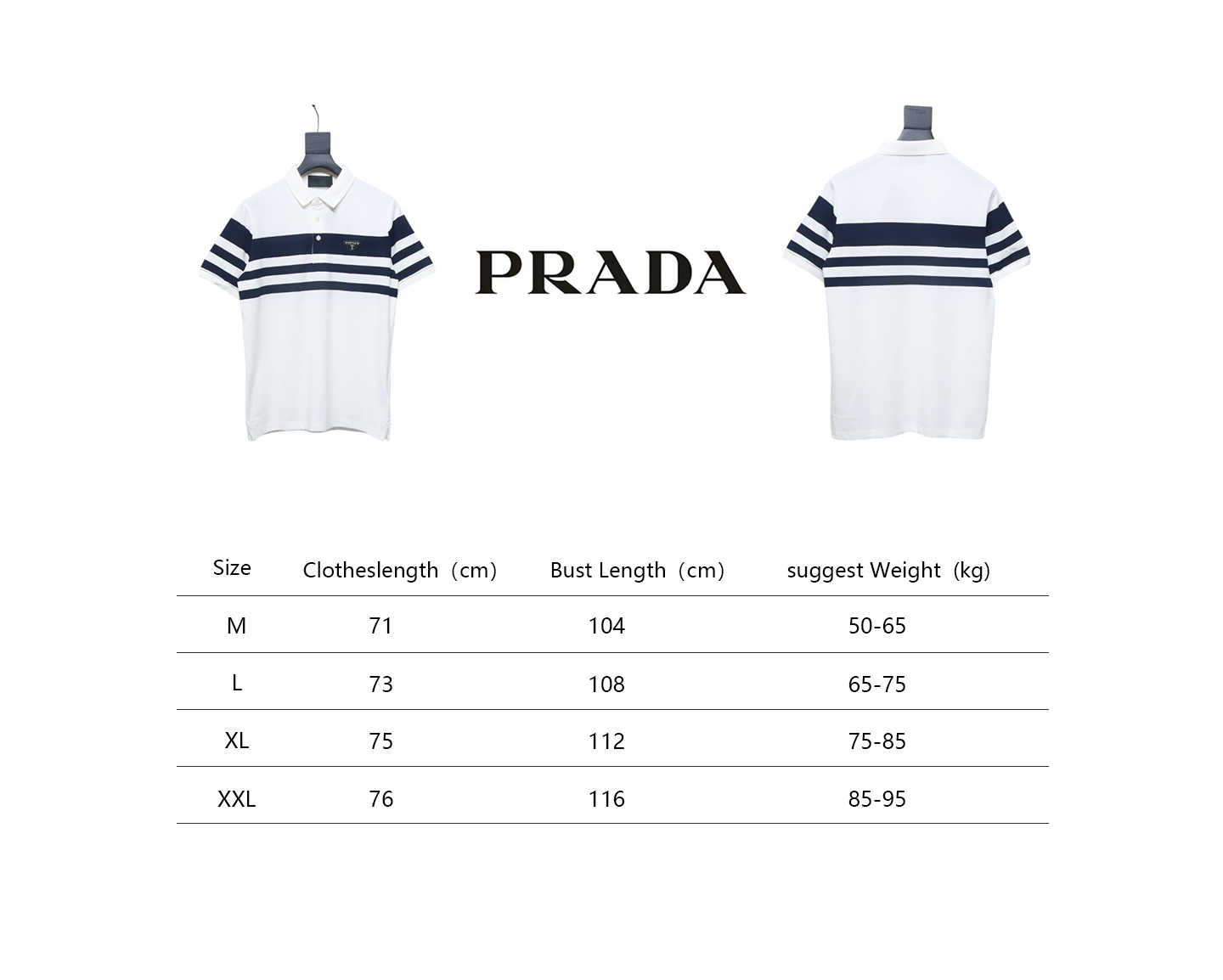 Prada Striped Polo Short Sleeve White