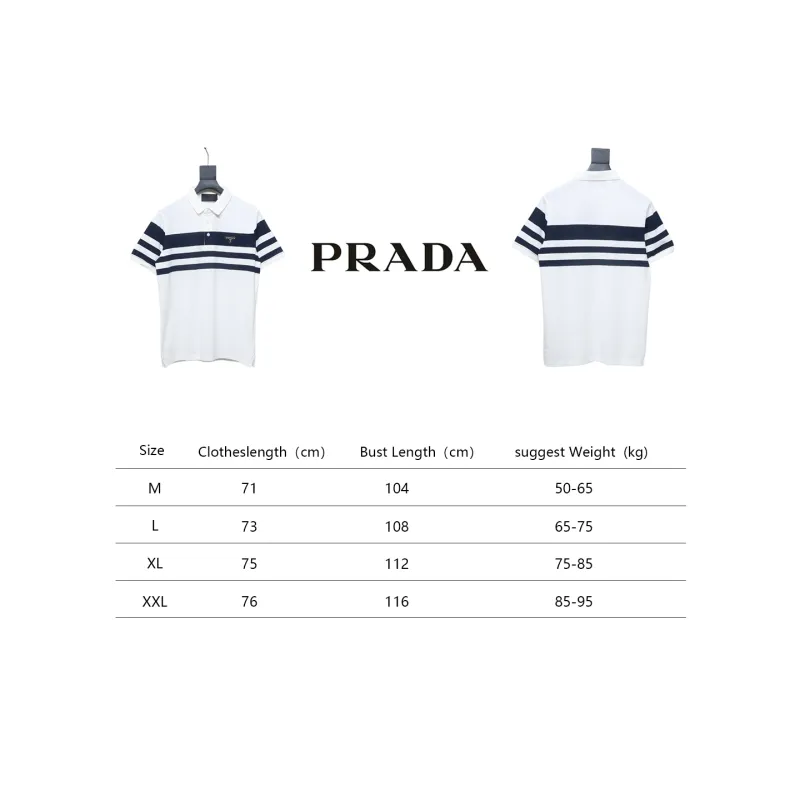 Prada Striped Polo Short Sleeve White