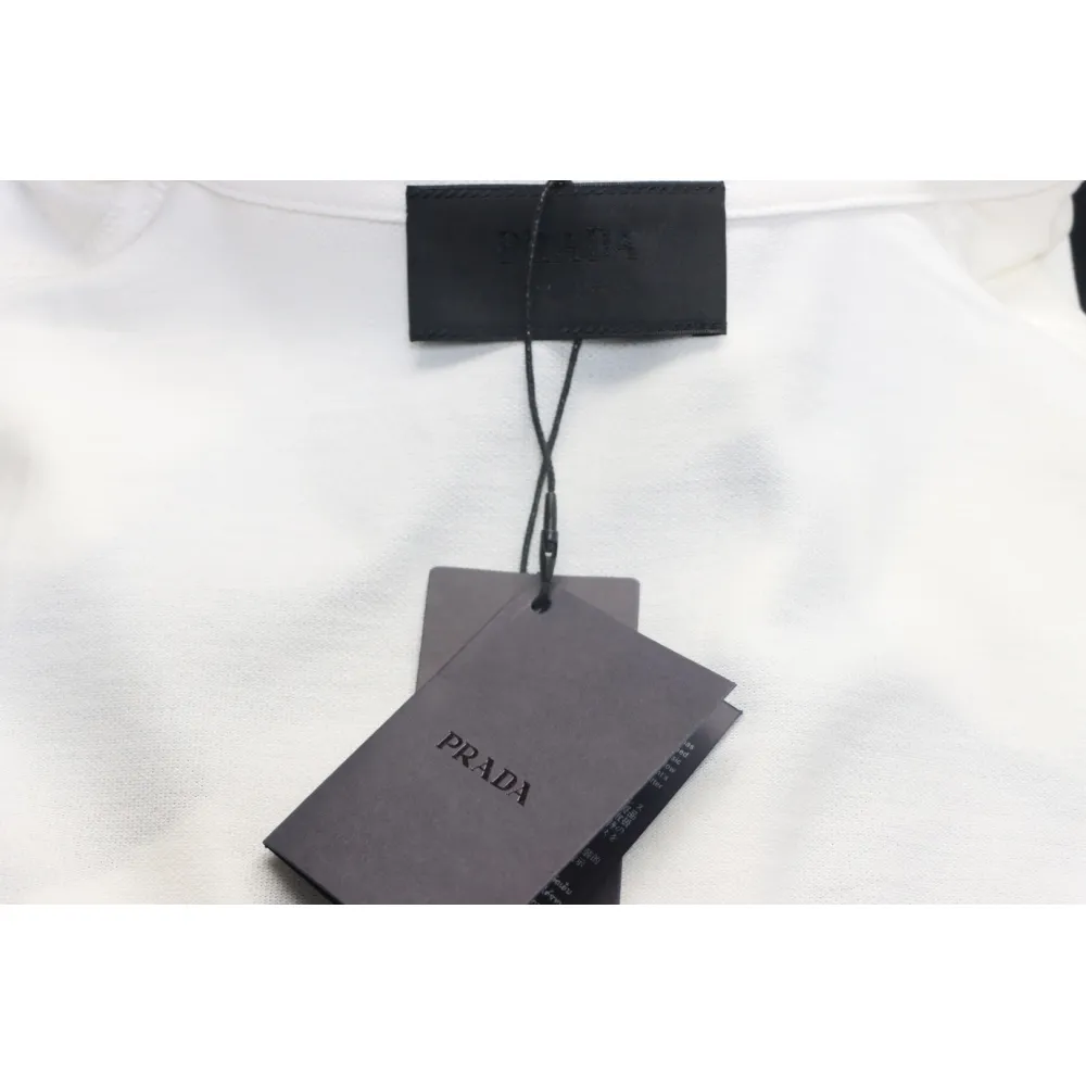Prada Striped Polo Short Sleeve White