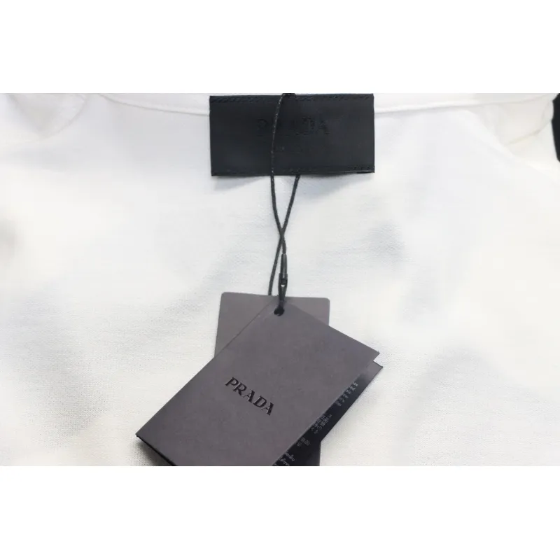 Prada Striped Polo Short Sleeve White