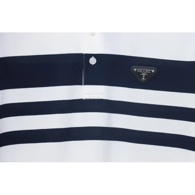 Prada Striped Polo Short Sleeve White