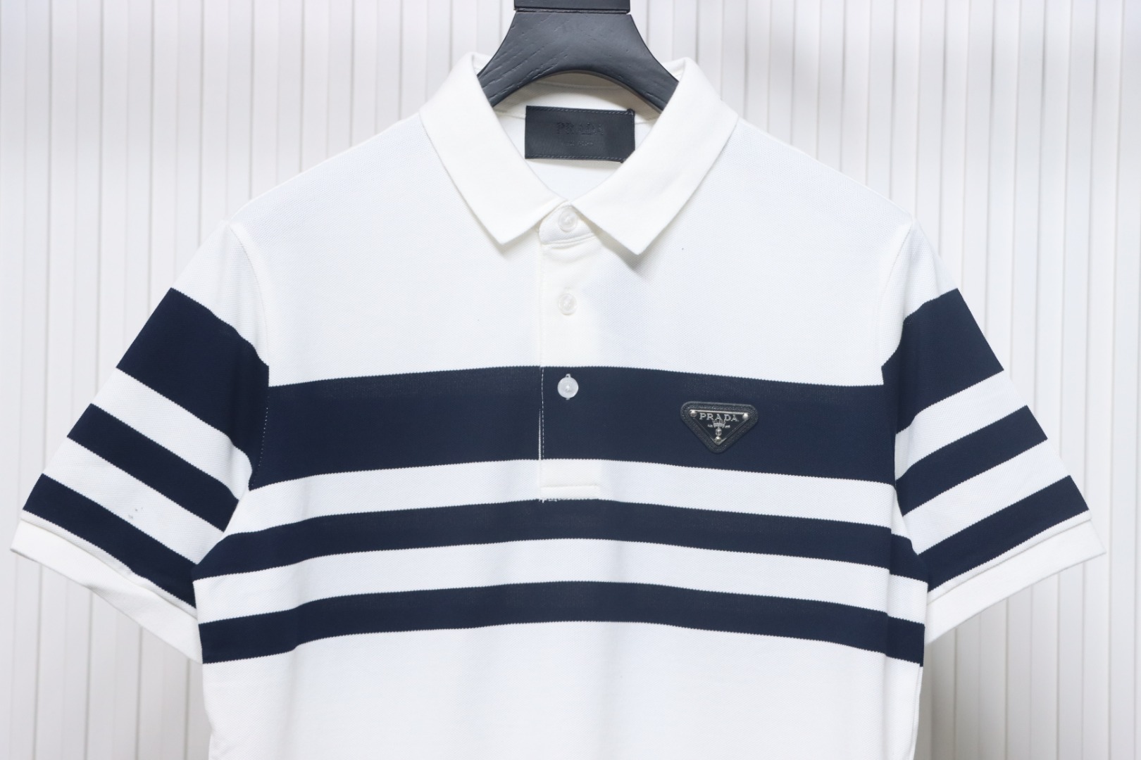 Prada Striped Polo Short Sleeve White