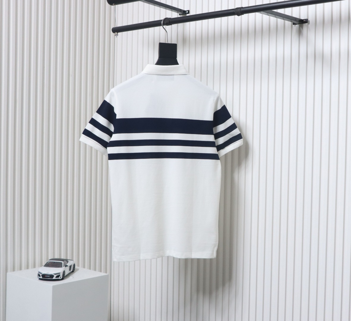 Prada Striped Polo Short Sleeve White