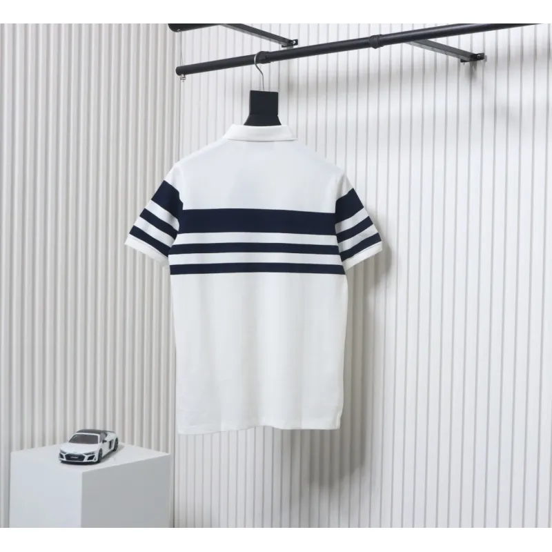 Prada Striped Polo Short Sleeve White