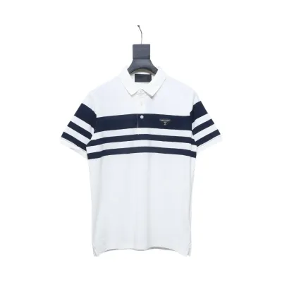 Prada Striped Polo Short Sleeve White 01