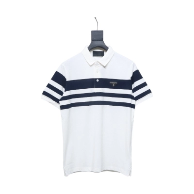 Prada Striped Polo Short Sleeve White 01
