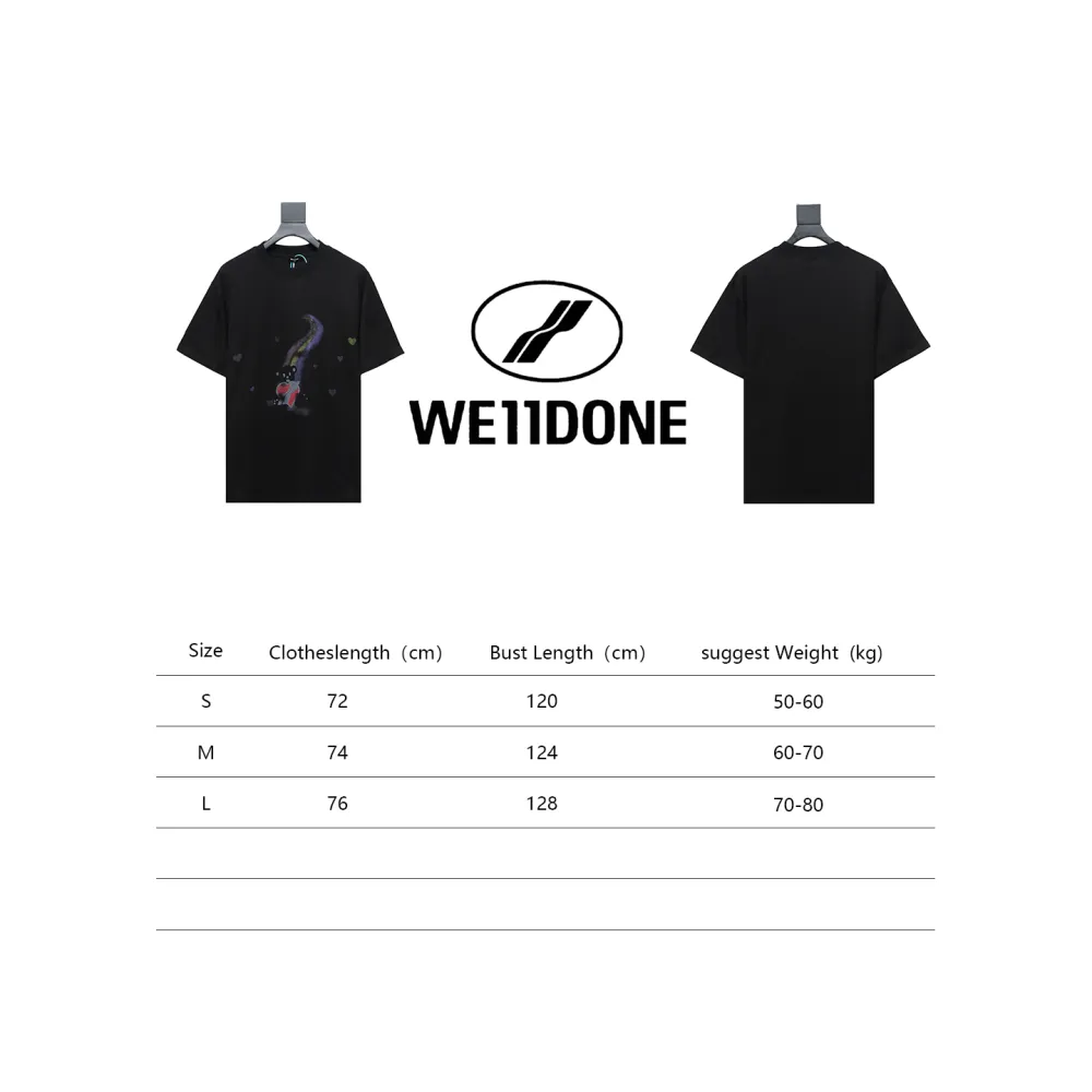WE11DONE Rainbow Love Bear Print Short Sleeve T-Shirt Black