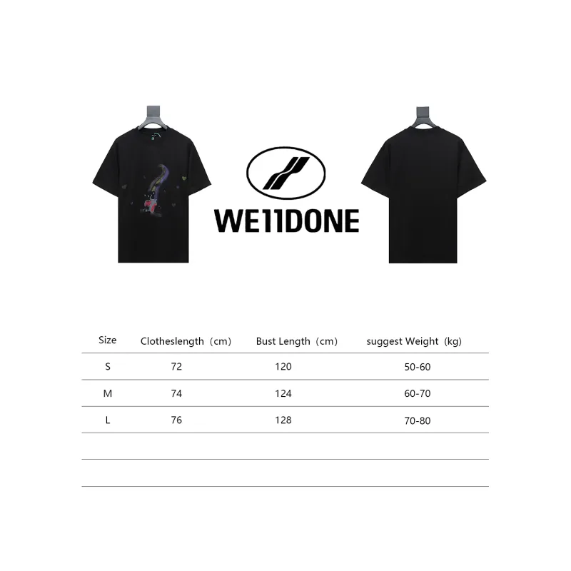 WE11DONE Rainbow Love Bear Print Short Sleeve T-Shirt Black
