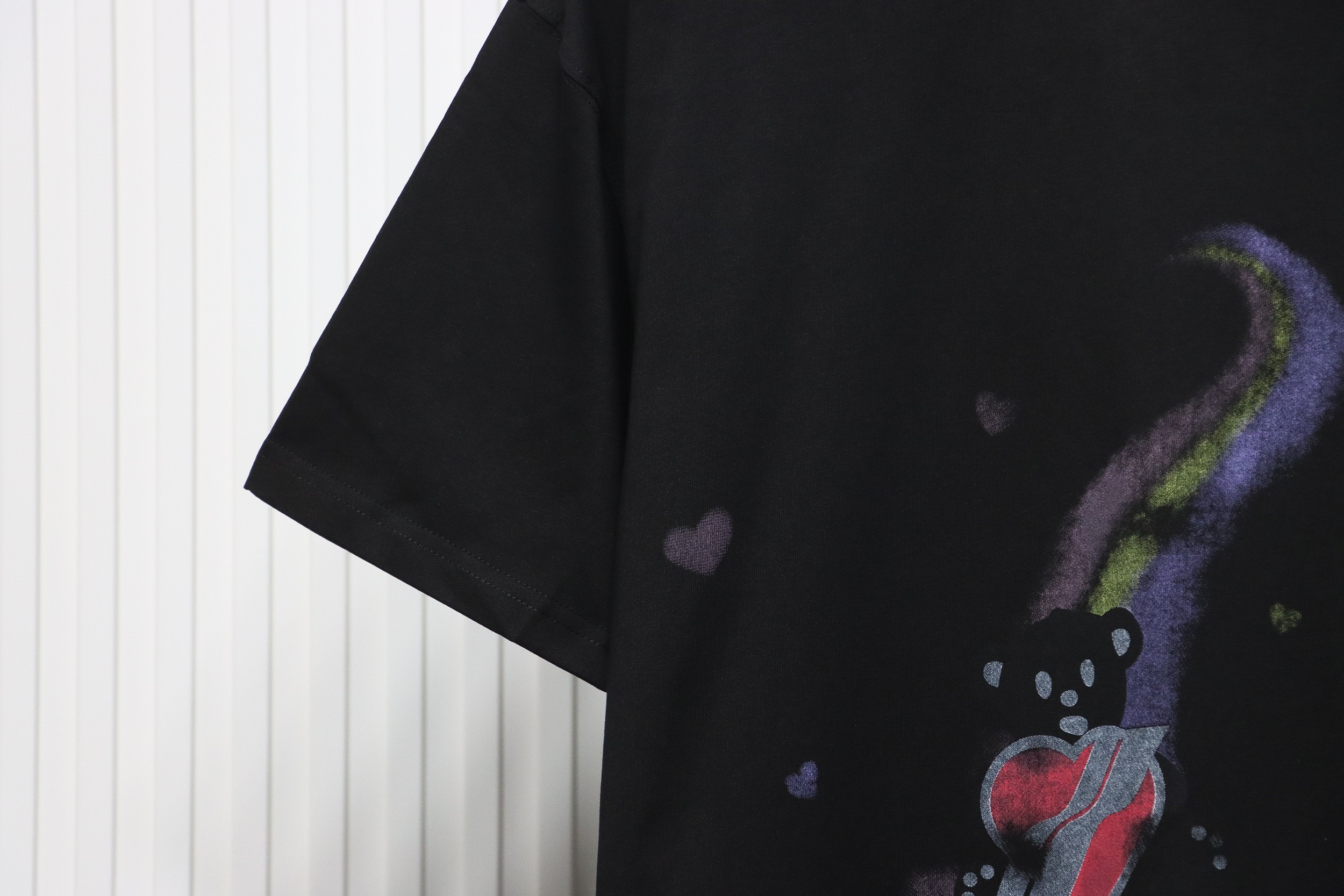 WE11DONE Rainbow Love Bear Print Short Sleeve T-Shirt Black