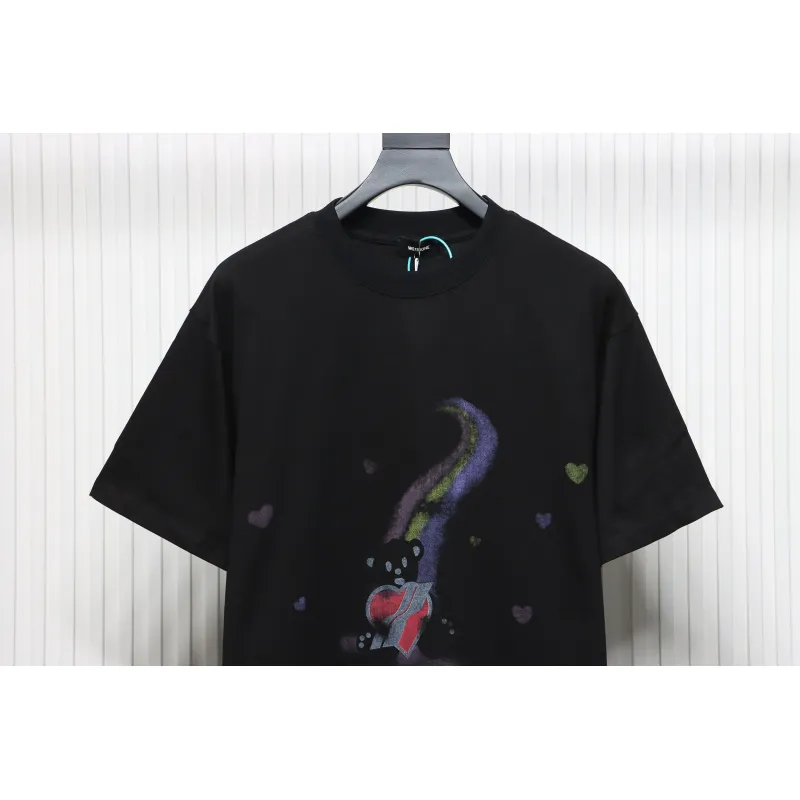 WE11DONE Rainbow Love Bear Print Short Sleeve T-Shirt Black