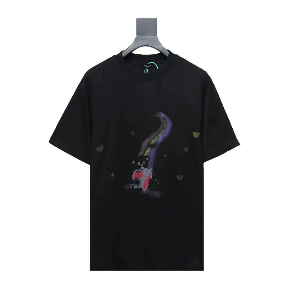 WE11DONE Rainbow Love Bear Print Short Sleeve T-Shirt Black