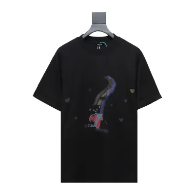 WE11DONE Rainbow Love Bear Print Short Sleeve T-Shirt Black 01