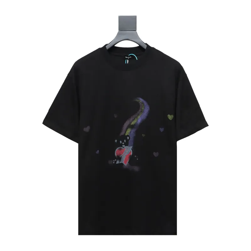 WE11DONE Rainbow Love Bear Print Short Sleeve T-Shirt Black