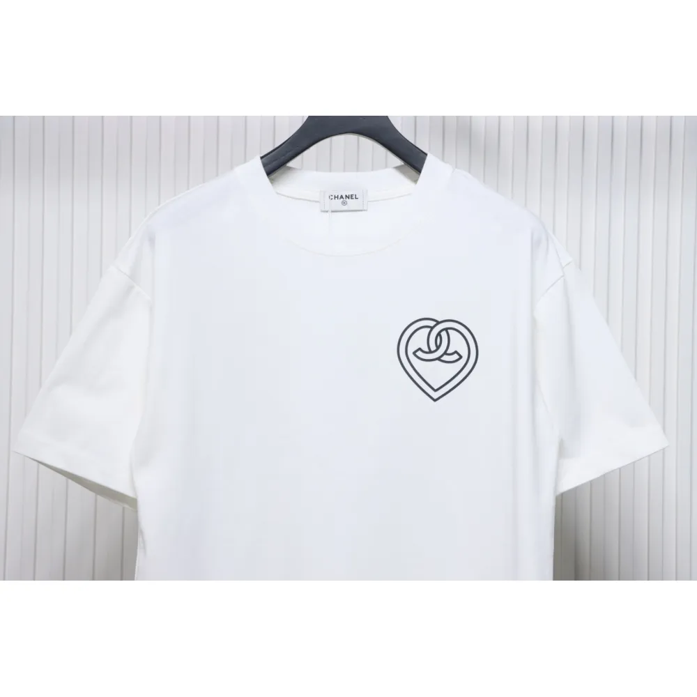 Chanel 24ss heart short-sleeved T-shirt White