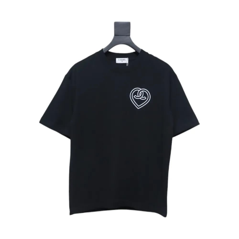 Chanel 24ss heart short-sleeved T-shirt Black