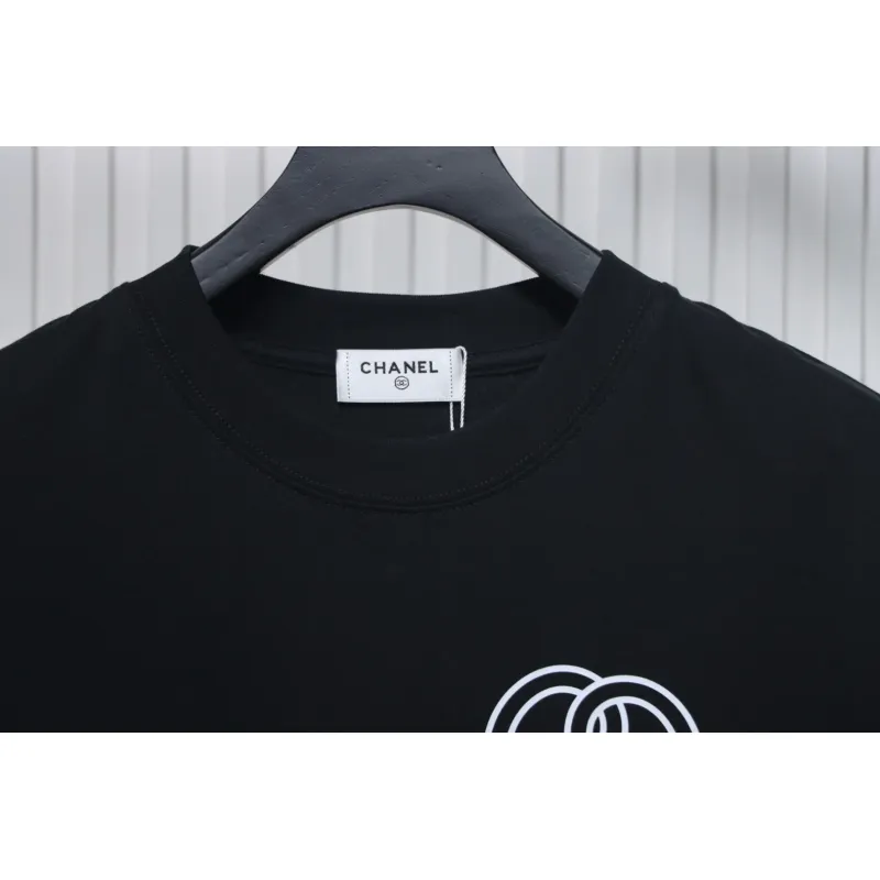Chanel 24ss heart short-sleeved T-shirt Black