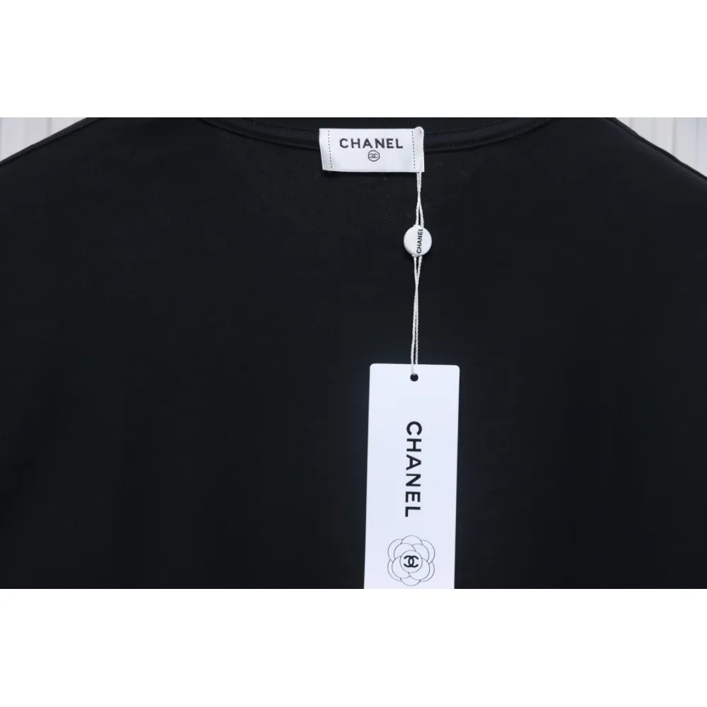 Chanel 24ss heart short-sleeved T-shirt Black