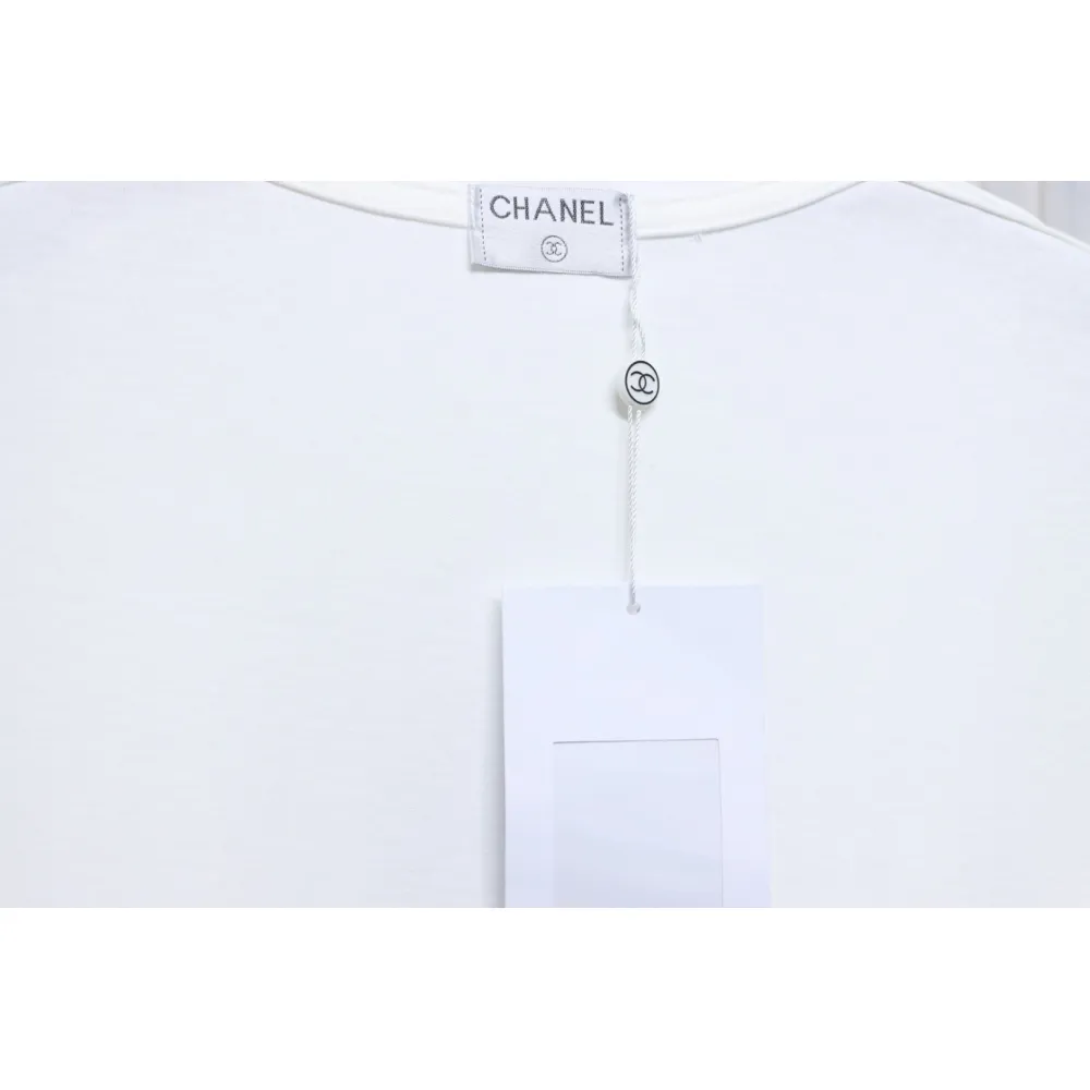 Chanel Pearl Circle Letter Short Sleeve T-shirt