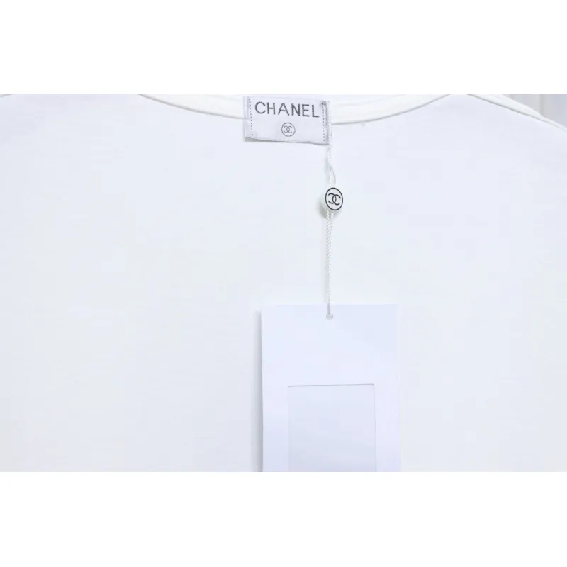 Chanel Pearl Circle Letter Short Sleeve T-shirt