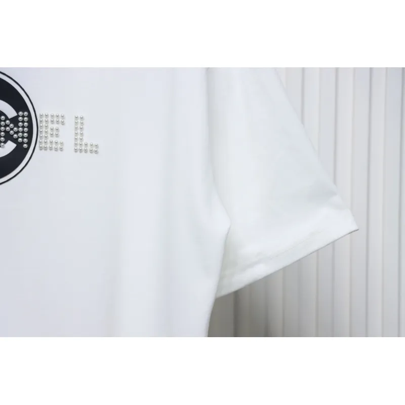 Chanel Pearl Circle Letter Short Sleeve T-shirt