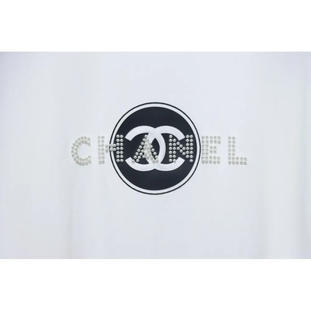 Chanel Pearl Circle Letter Short Sleeve T-shirt