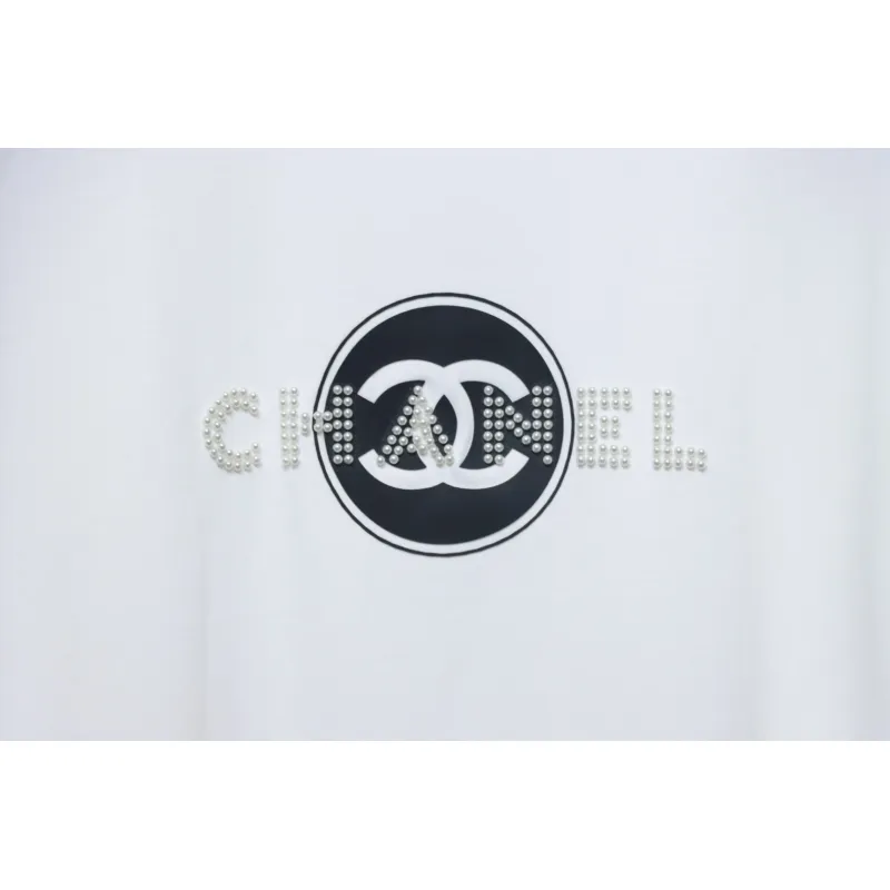 Chanel Pearl Circle Letter Short Sleeve T-shirt