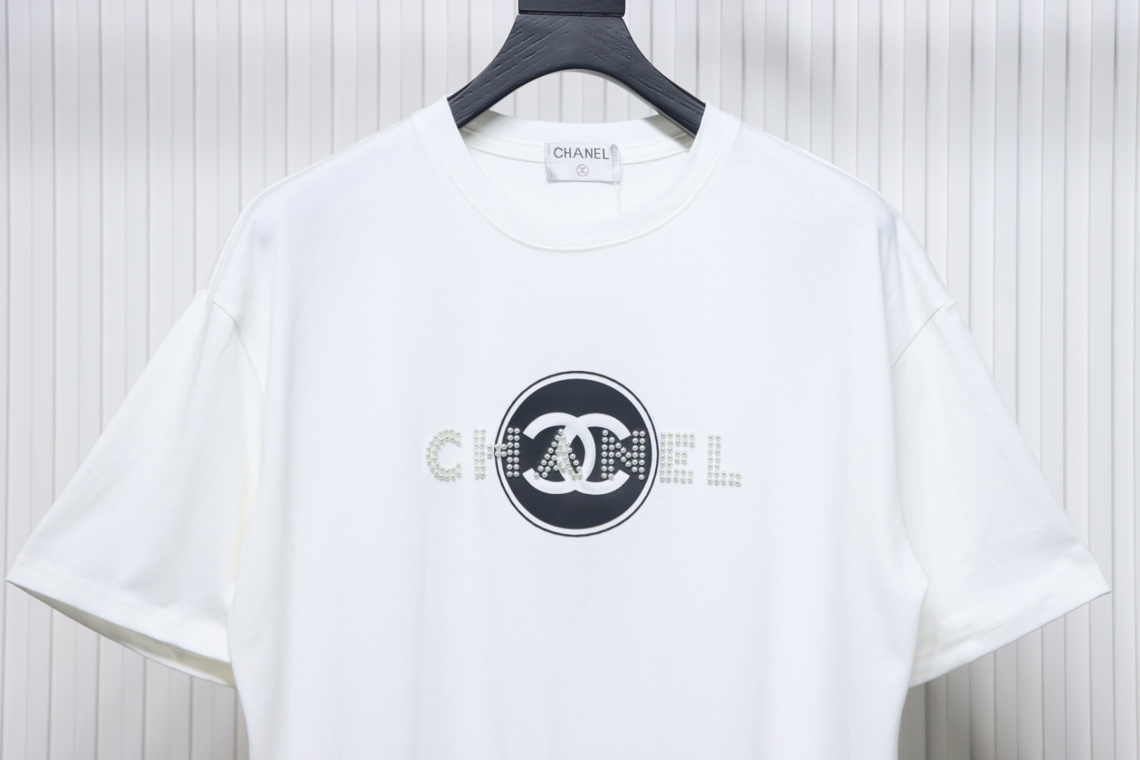 Chanel Pearl Circle Letter Short Sleeve T-shirt