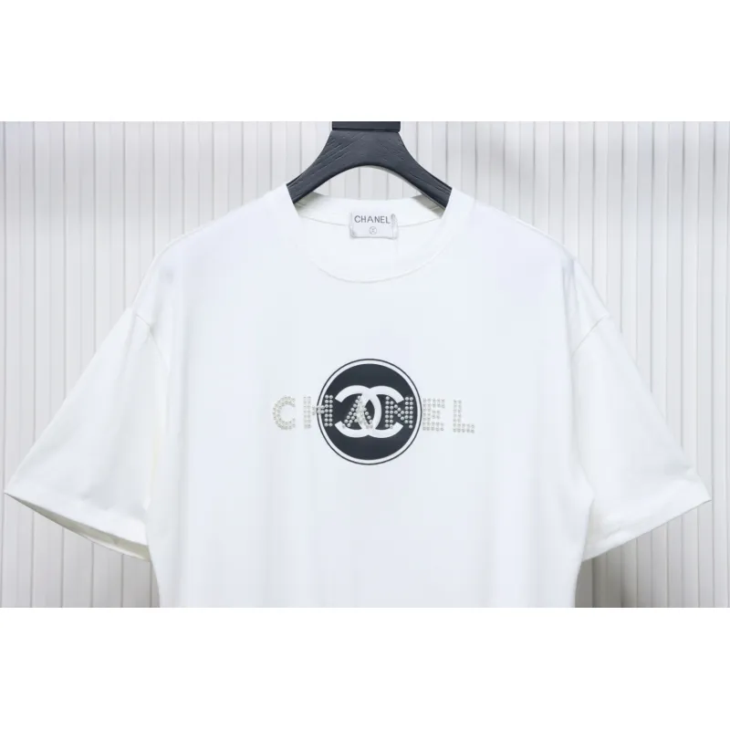 Chanel Pearl Circle Letter Short Sleeve T-shirt