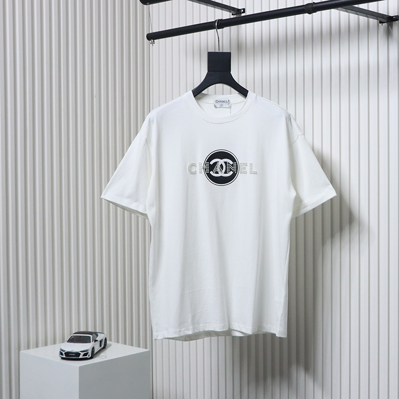 Chanel Pearl Circle Letter Short Sleeve T-shirt