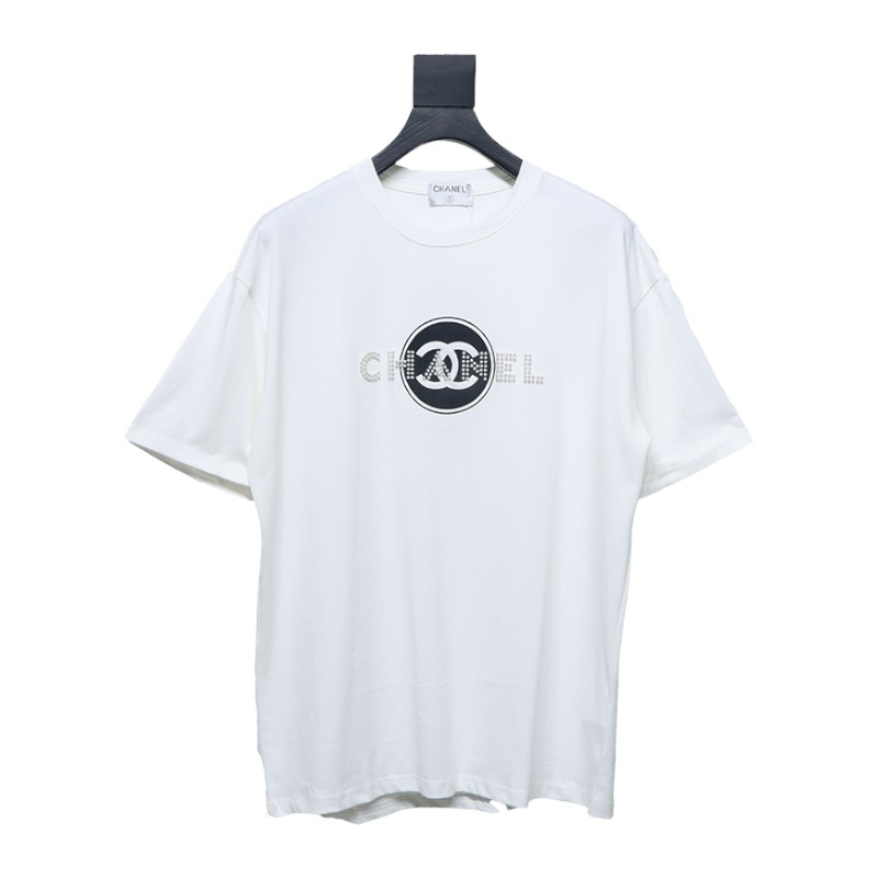 Chanel Pearl Circle Letter Short Sleeve T-shirt