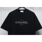 Chanel Pearl Circle Letter Short Sleeve T-shirt Black