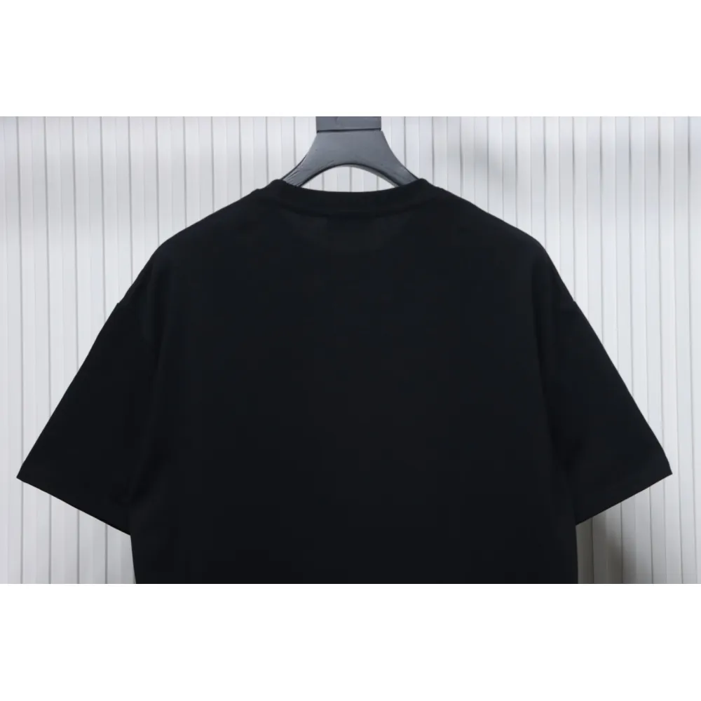 Chanel Pearl Circle Letter Short Sleeve T-shirt Black