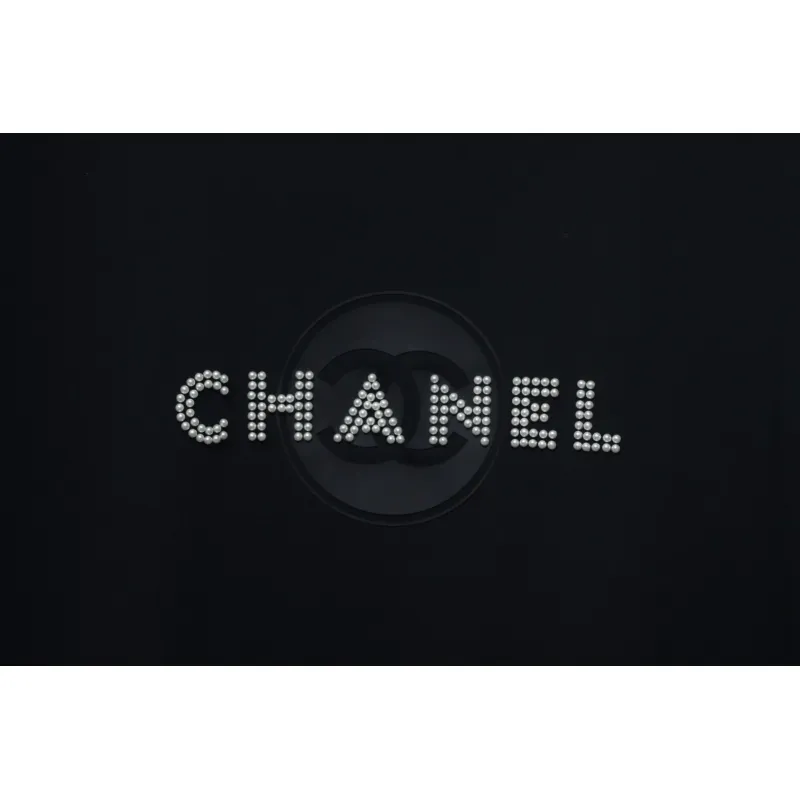 Chanel Pearl Circle Letter Short Sleeve T-shirt Black
