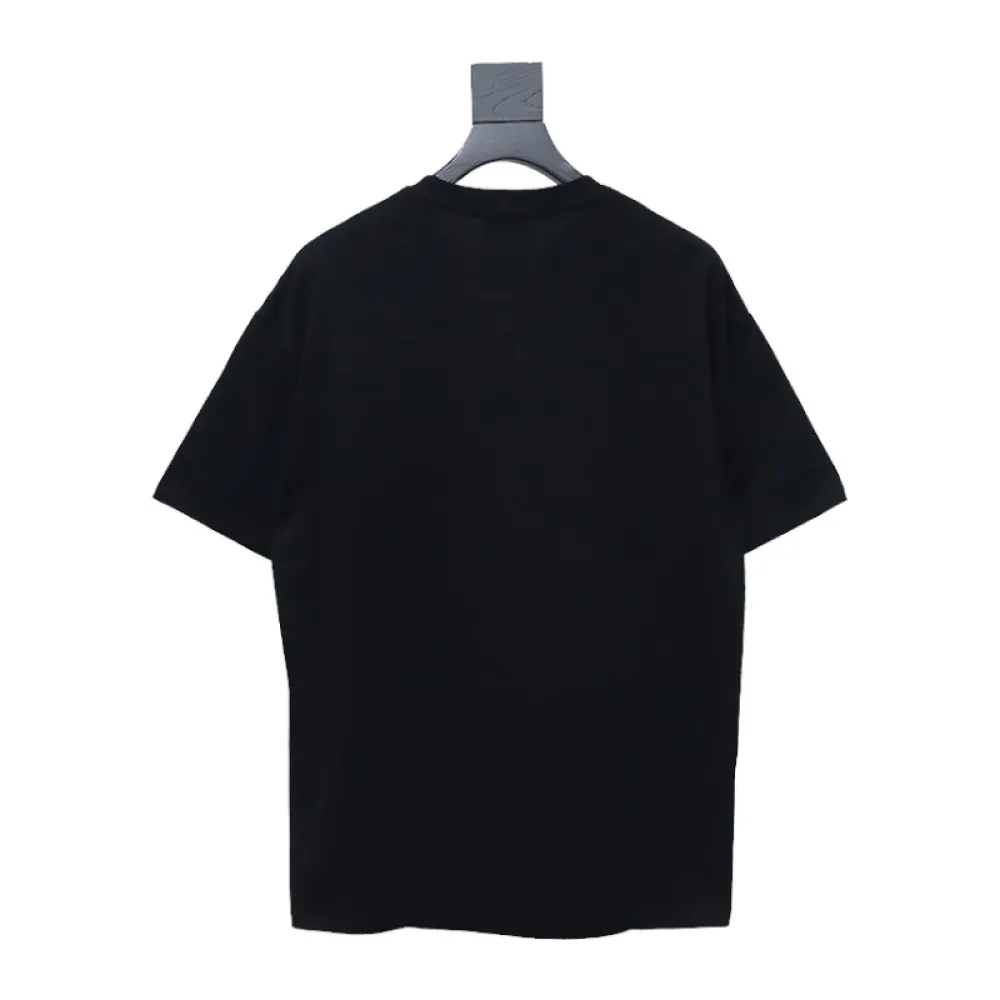 Chanel Pearl Circle Letter Short Sleeve T-shirt Black