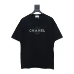 Chanel Pearl Circle Letter Short Sleeve T-shirt Black