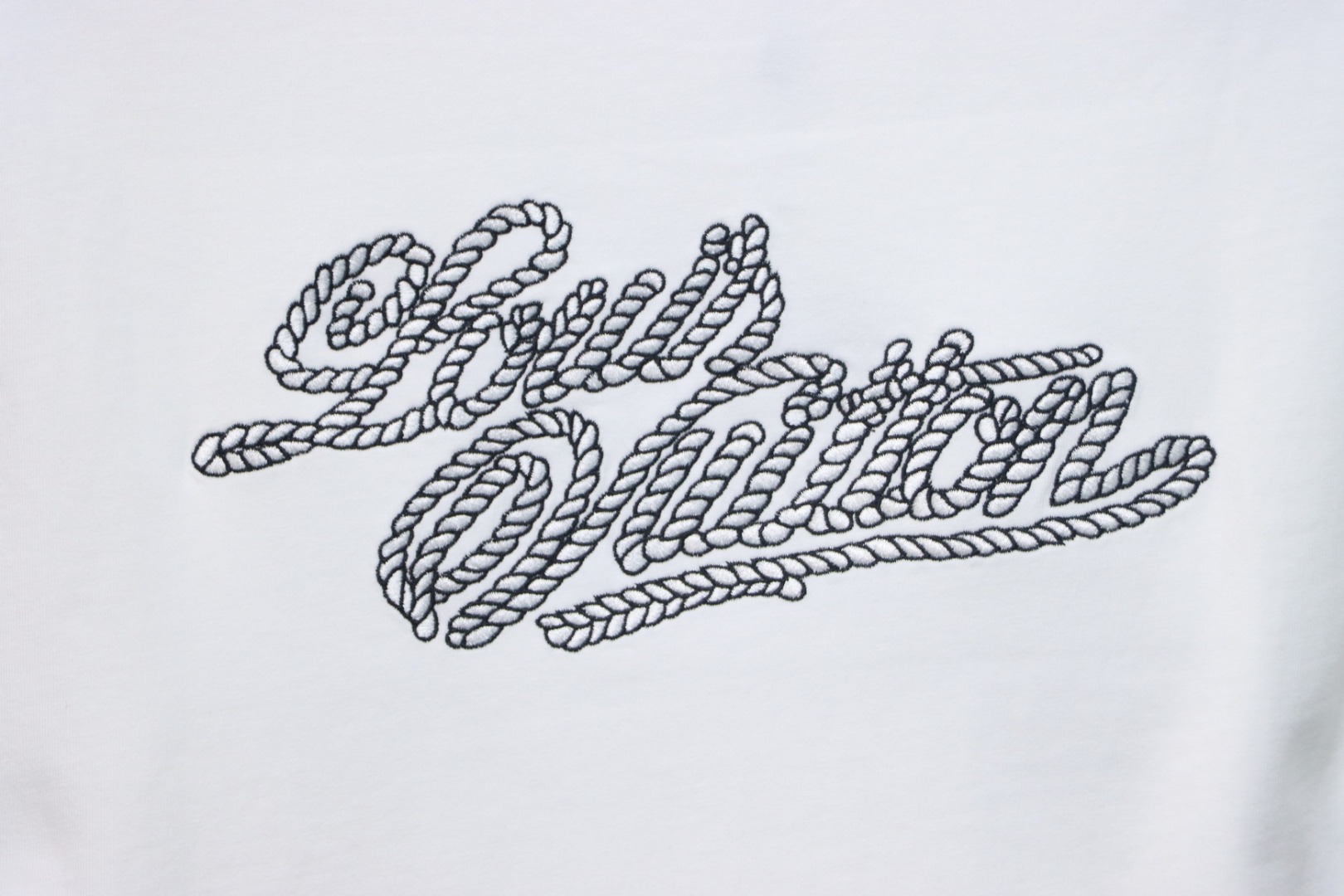 Louis Vuitton 25ss hemp rope knot embroidered short sleeves White