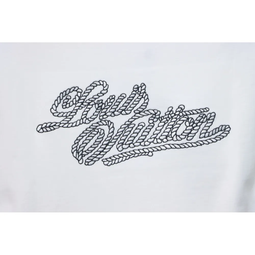 Louis Vuitton 25ss hemp rope knot embroidered short sleeves White