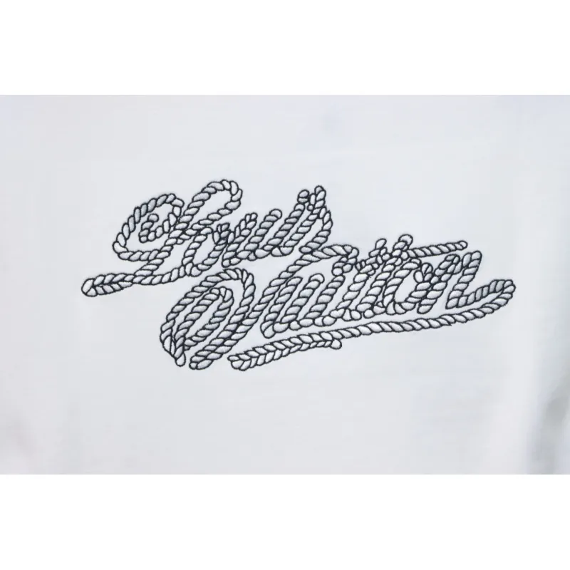 Louis Vuitton 25ss hemp rope knot embroidered short sleeves White