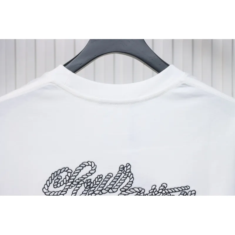 Louis Vuitton 25ss hemp rope knot embroidered short sleeves White
