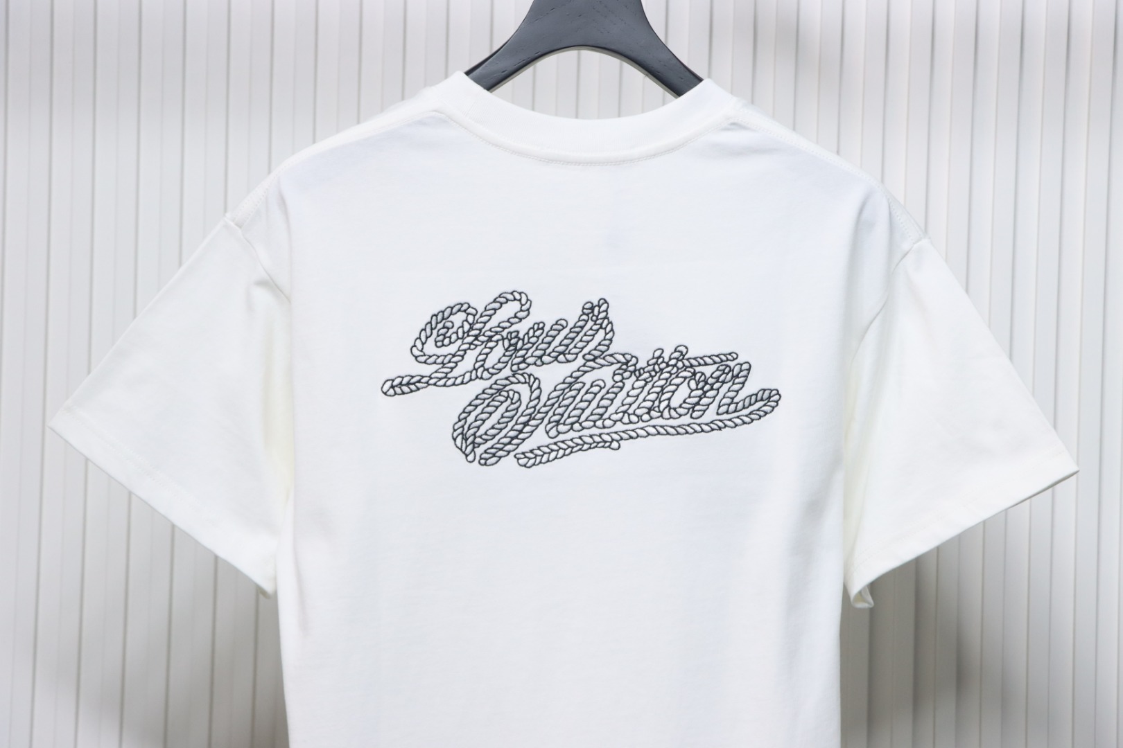 Louis Vuitton 25ss hemp rope knot embroidered short sleeves White